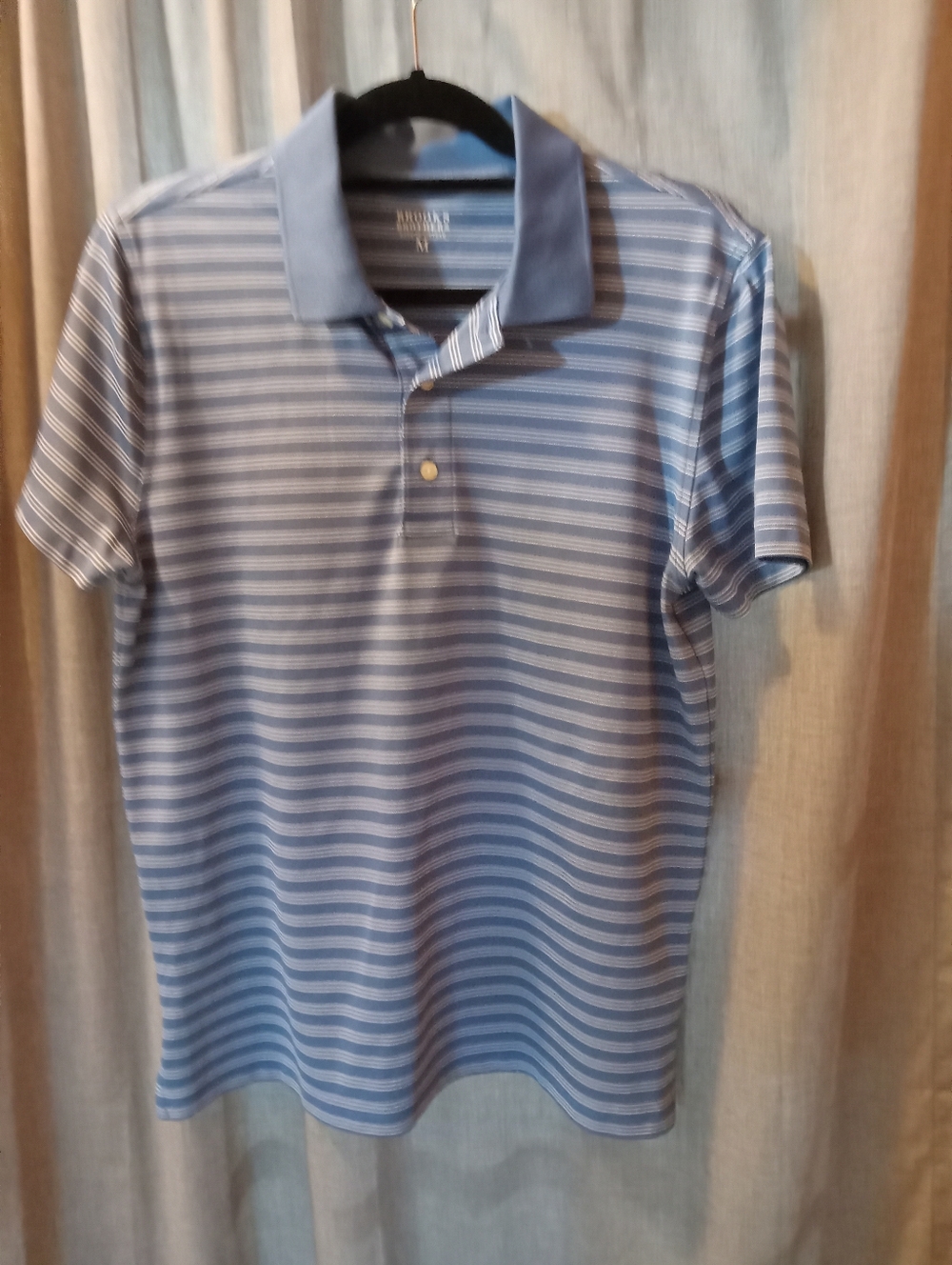 Brooks Brothers Light Blue and White Striped Polo